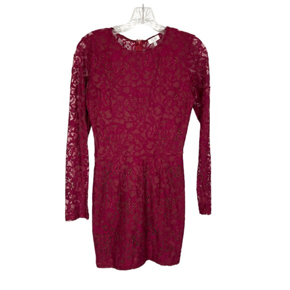 Tobi Womens My Lace Or Yours Bodycon Mini Dress Burgundy Long Sleeves size Small - Picture 3 of 12
